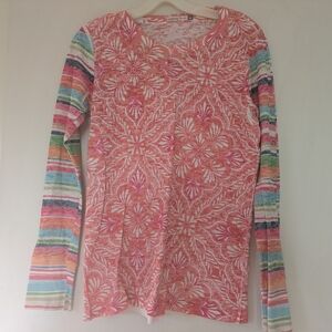 Whimpsy Rose Colorful Striped Floral Women's Top